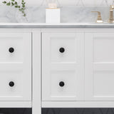 Christopher Knight Home® - Noble House - - 73'' Bathroom Vanity With Marble Top & Double Ceramic Sinks, 4 Doors, 4 Drawers, Open Shelf, White