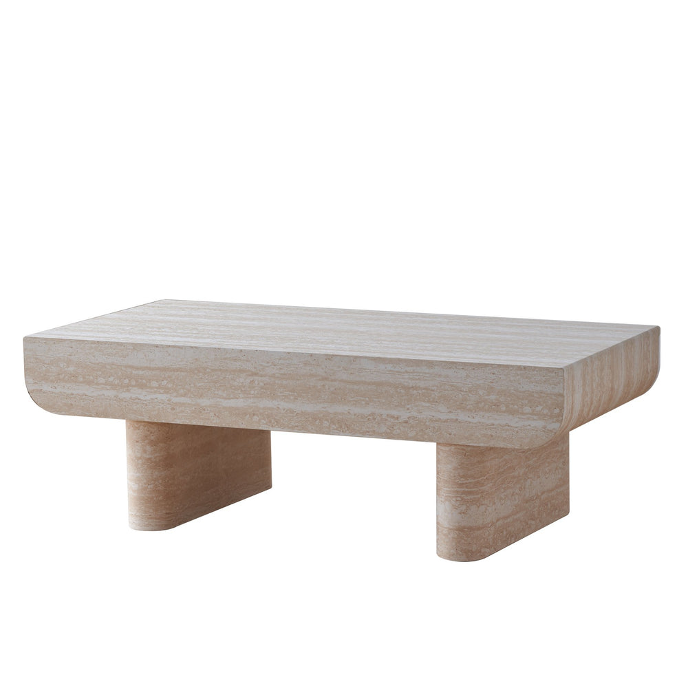 English Elm Coffee Table Mid Century Modern Oval with Faux Marble Top, Fluted Hidden Drawer, Small Space Friendly W3040P382310