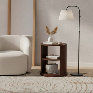 English Elm Artisan Solid Mango Wood Side Table Walnut Finish Handcrafted for Living Room B182P435790