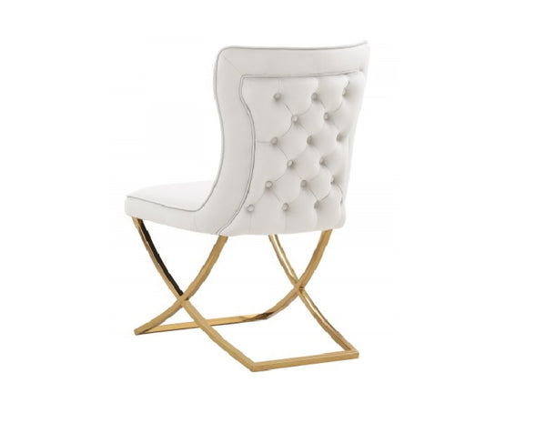 English Elm Modern Tufted Velvet Dining Chairs Glam Button Back Chrome Legs Set of Two B011P446645