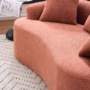 English Elm LY-025S Curved Loveseat Sofa Compact 65" chenille upholstery, 30D foam with spring core, 300lb capacity, 3 pillows, apartment-friendly Coral W2231P292947