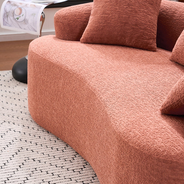 English Elm LY-025S Curved Loveseat Sofa Compact 65" chenille upholstery, 30D foam with spring core, 300lb capacity, 3 pillows, apartment-friendly Coral W2231P292947