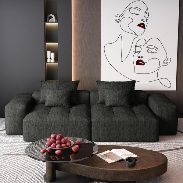 English Elm Modern Oversized Modular Sectional Sofa In Sparkling Chenille With 4 Pillows, No Assembly Needed! W1885S00066