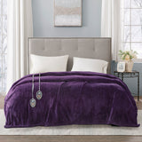 Beautyrest Heated Plush Casual Blanket BR54-1935 Purple