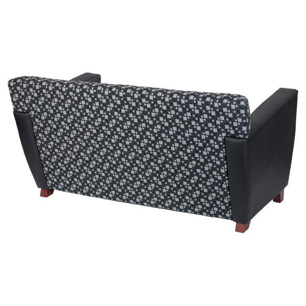 OSP Home Furnishings 2 Tone Upholstered Lounge Chair with Black Arms Cherry Legs Padded Seat Modern Style SF8472-K107/R107