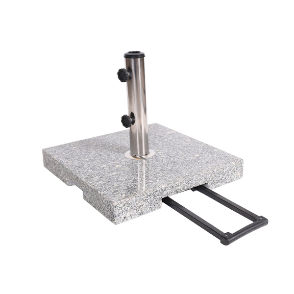 English Elm Christopher Knight Home® - MOJAVE Granite Umbrella Base Natural Grey - Heavy 22" Square Stone Stand, Stainless Pole Support N775P256431N