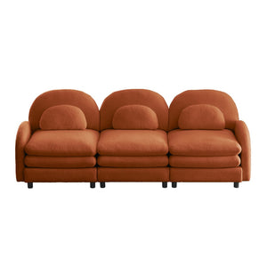 English Elm Teddy Fleece Modular Cloud Sofa Sculptural Curved Three Seat Living Room Couch Orange W5656S00095