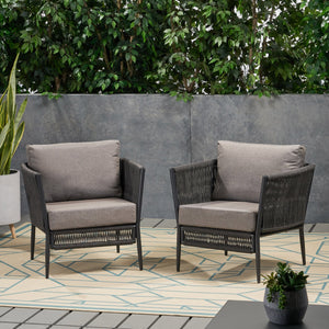 English Elm Christopher Knight Home® - HANFORD Woven Rope Club Chair in Grey — Durable Outdoor/Indoor Accent Seat with Compact 28.5x27.5x18.5" 65989.00GRY