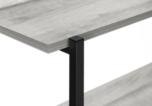 English Elm Accent Console Table: Sleek Grey Laminate & Black Metal, Perfect For Narrow Spaces & Modern Decor B2710P218988