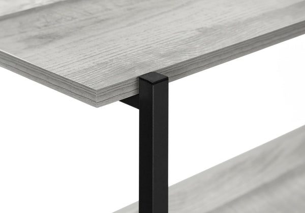 English Elm Accent Console Table: Sleek Grey Laminate & Black Metal, Perfect For Narrow Spaces & Modern Decor B2710P218988