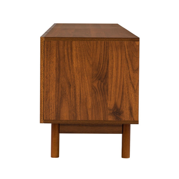 English Elm 87- Inch Rattan Media Console with Rubberwood Legs Four Cabinets Living Room N710P407809P