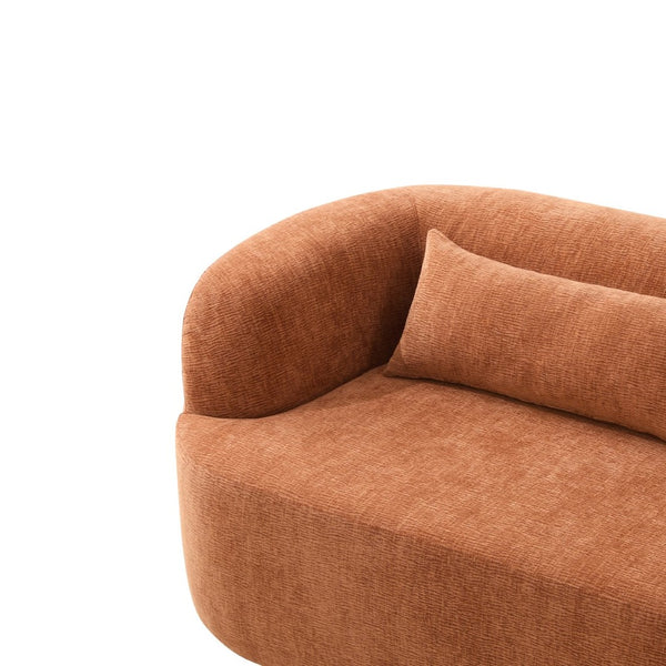 English Elm [new]86" Chenille Cloud Sofa Curved Legless 3-seater with Pocket Springs for Living Room Orange N723P404465G