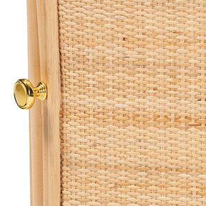 English Elm Bohemian Woven Rattan Nightstand with Geometric Drawer for Organic Bedroom Styling B2750P467731