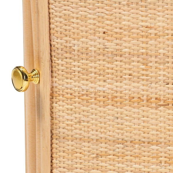 English Elm Bohemian Woven Rattan Nightstand with Geometric Drawer for Organic Bedroom Styling B2750P467731