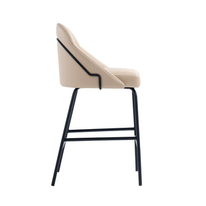 English Elm Gracie Metal Upholstered Counter Stool - Tan & Black, Stylish Design For Modern Kitchens & Bars B365P397975
