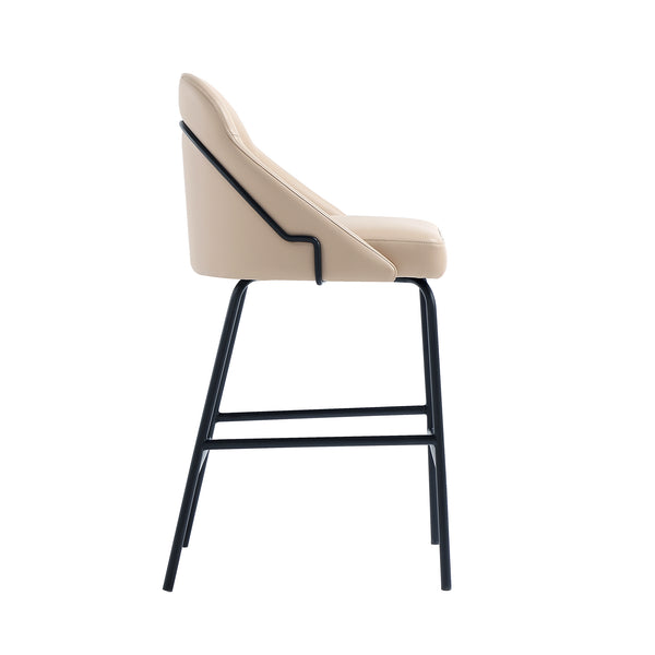 English Elm Gracie Metal Upholstered Counter Stool - Tan & Black, Stylish Design For Modern Kitchens & Bars B365P397975