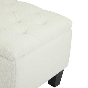 English Elm Christopher Knight Home® - Ottoman tufted storage bench with boucle cushion, diamond stitch elegance, soft-close lid, sturdy legs White N779P294331W