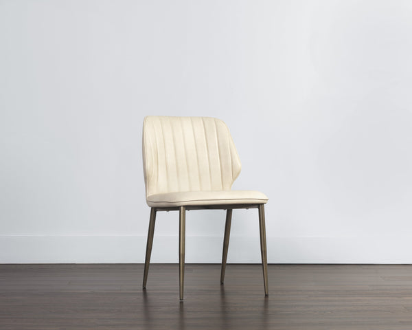 Sunpan Clinton Dining Chair Set of 2 - Stylish Industrial Design with Channel Tufting and Sturdy Iron Legs Bronze / Bravo Cream