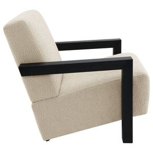 English Elm Bryant Modern Bouclé Accent Arm Chair with Angled Arms, Light Oak Legs — Cozy Textured Comfort B062P300018