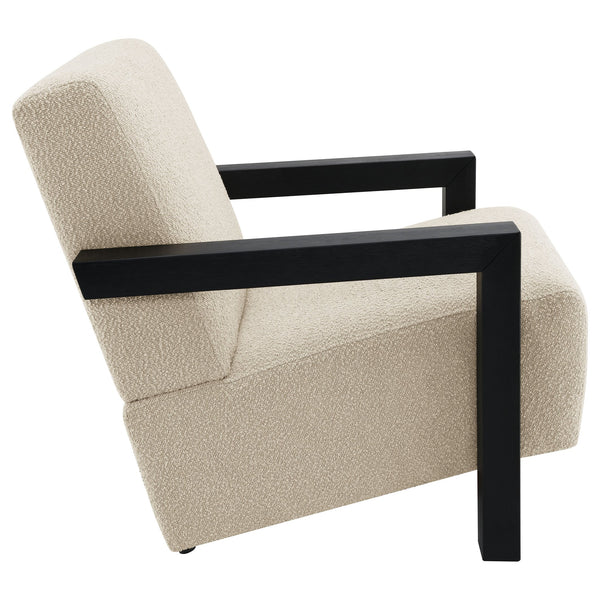 English Elm Bryant Modern Bouclé Accent Arm Chair with Angled Arms, Light Oak Legs — Cozy Textured Comfort B062P300018