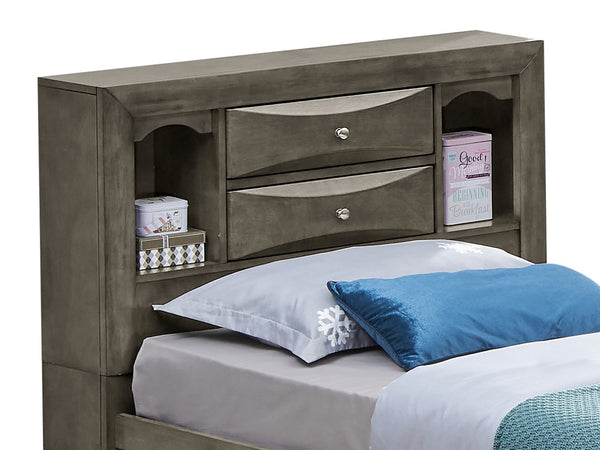 English Elm Stylish Twin Bed With Sleek Gray Finish & Built-In Storage For Modern, Space-Saving Bedrooms B078S00188-GIGA