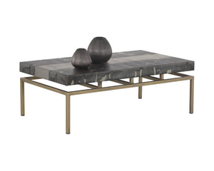 Sunpan Toreno Coffee Table - Handcrafted Antique Brass with Unique Patina Finish, Global Travel Inspired Design