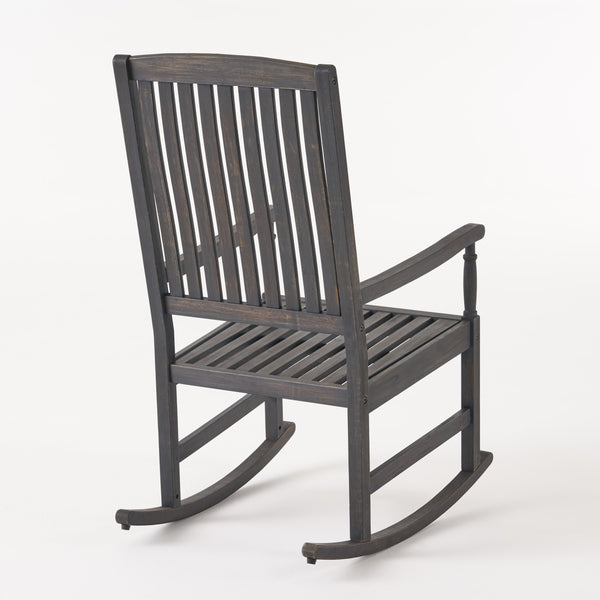 English Elm Christopher Knight Home® - Acacia Outdoor Porch Rocking Chair – Durable Acacia Hardwood, Rustic Slat Design, Smooth Rocking Motion DARK GREY 65490.00DGRY