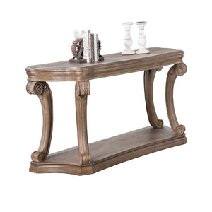 English Elm 1pc Sofa Table Industrial U-Shape Metal Base with Replicated Wood Top Rustic Sand Black Finish Durable Elegant Oak 58 L x 24 W x 11 H B2741P360608