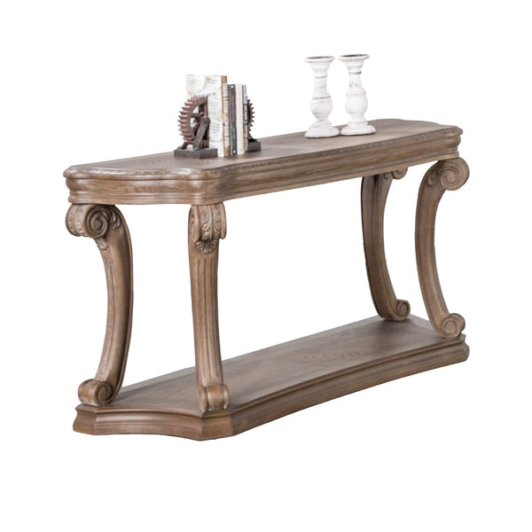 English Elm 1pc Sofa Table Industrial U-Shape Metal Base with Replicated Wood Top Rustic Sand Black Finish Durable Elegant Oak 58 L x 24 W x 11 H B2741P360608