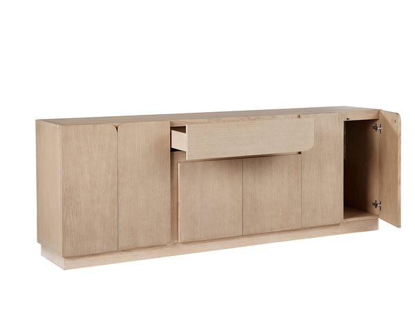 Sunpan Arezza Sideboard - Scandinavian Design with Light Wash Oak Finish for Dining & Living Spaces