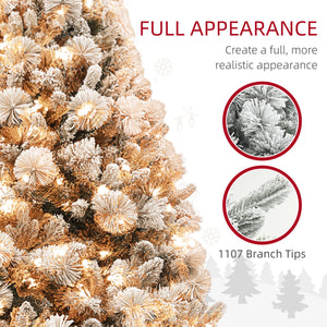 English Elm Homcom 6.5 Ft Pre-Lit Snow-Flocked Christmas Tree With 350 Lights & Metal Stand For Cozy Holidays W2225P249671