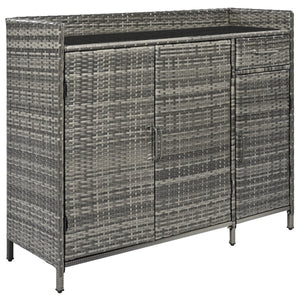 English Elm K&k Outdoor Wicker Bar Cabinet with Tempered Glass Top Adjustable Shelving and Drawer Grey N707P233745G
