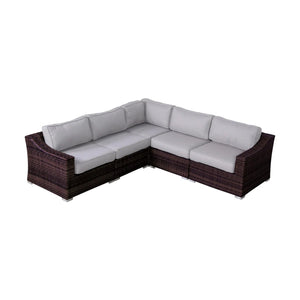 English Elm Outdoor Resin Wicker Seating Set Fully Assembled for Instant Use with Plush 5" Olefin Cushions and HDPE Craftsmanship Brown Mix,Grey B120S00080