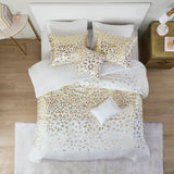 Intelligent Design Lillie Glam/Luxury Metallic Animal Printed Duvet Cover Set ID12-1868 Ivory/Gold