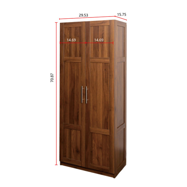 English Elm Pantry Cabinet with 2 Doors & 3 Shelves, Adjustable Tall Freestanding Kitchen Storage Cupboard for Home Organizing W331S00185