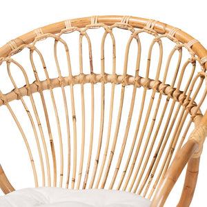 English Elm Modern Rattan Dining Chair Woven Openwork Back Curved Arms Bohemian Accent Seat B2750P470050
