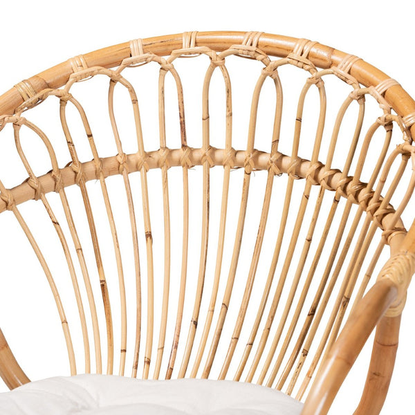 English Elm Modern Rattan Dining Chair Woven Openwork Back Curved Arms Bohemian Accent Seat B2750P470050