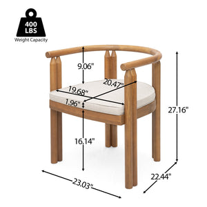 English Elm Christopher Knight Home® - Cove Acacia Wood Dining Chair Set Of 2 With Teak Finish And Beige Cushions For Indoor/Outdoor Use N775P329653T