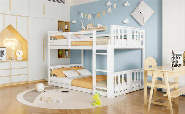 English Elm Twin Over Bunk Bed Solid Pine Frame Gray Finish with Guardrail for Kids N708P429640K