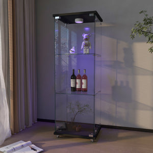 English Elm Modern Glass Display Cabinet With Led Lighting – Sleek, Quick-Assembly Design For Living Rooms & More W241P242906