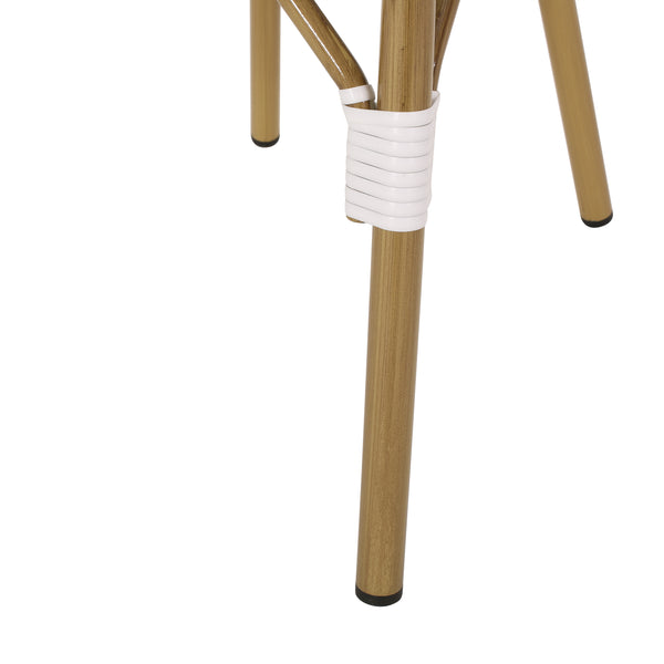 English Elm Christopher Knight Home® - FRENCH Bistro Chair with Rattan Weave, Aluminum Frame and Bamboo Finish for Stylish Outdoor Seating White+Black 69958.00BLK