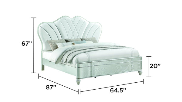 English Elm Eros 5-Piece Queen Bedroom Set With Button-Tufted Bed, Elegant Silver Finish & Handy Usb Nightstand B009S01618