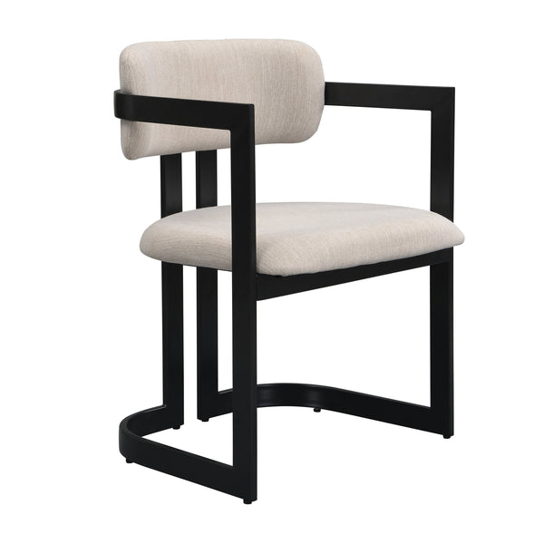 English Elm Christopher Knight Home® - Upholstered Dining Chairs Set of 2 with Iron Frame, Fabric Seat Cushions, Modern Compact Design Beige+Black N779P281141G