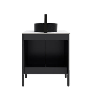 English Elm Dina Floating Bathroom Vanity with Sintered Stone Top and Crystal Glass Basin W2615S00659