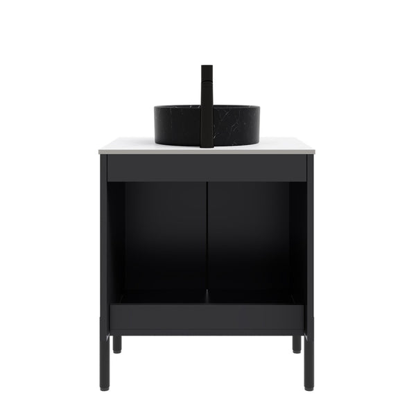 English Elm Dina Floating Bathroom Vanity with Sintered Stone Top and Crystal Glass Basin W2615S00659