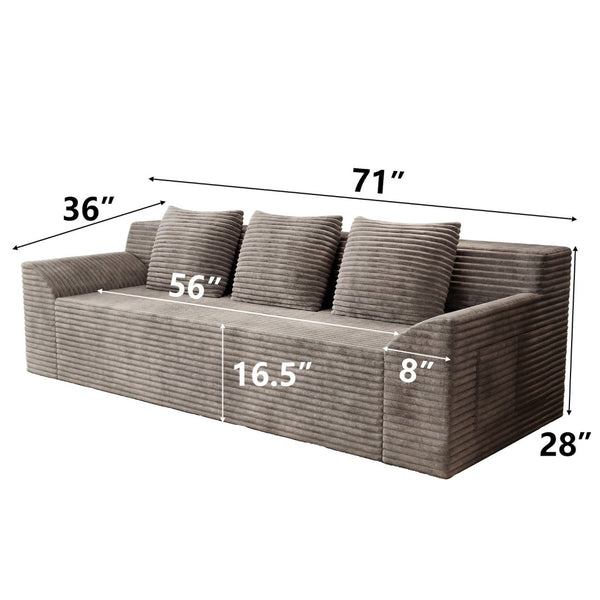 English Elm 71" Corduroy Tufted Loveseat with Deep Seat and Curved Back for Compact Living Spaces Camel W5571P440918