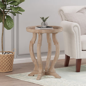 English Elm Christopher Knight Home® - End Table - French Country Charm With Hourglass Design, Distressed Wood Look For Any Living Space N771P239466K