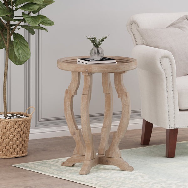 English Elm Christopher Knight Home® - End Table - French Country Charm With Hourglass Design, Distressed Wood Look For Any Living Space N771P239466K