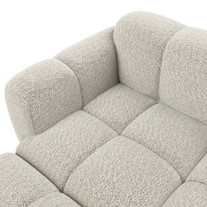English Elm Beige Boucle L-shaped Sectional with Sculptural Cushion Blocks and Movable Ottoman Beige N758T404142A