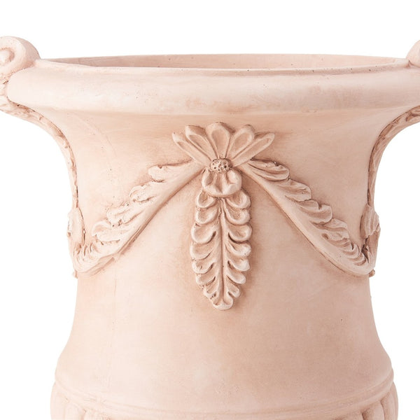 English Elm Elegant Handcrafted Mgo Floral Relief Garden Urn Planter with Antique White Finish Terracotta N772P389441T